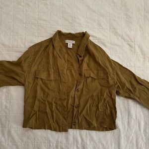 Rachel Zoe Green Tan Linen Shirt